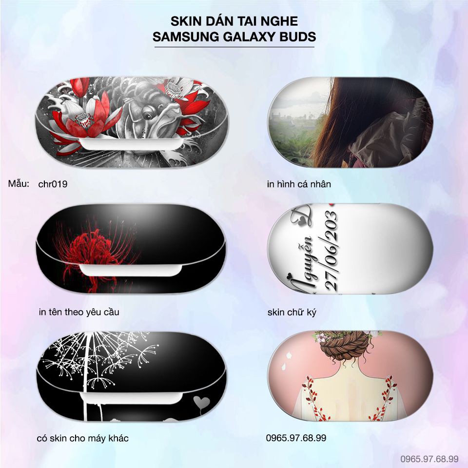 Skin dán tai nghe Samsung Galaxy Buds in hình Cá rồng Arowana - CHR019