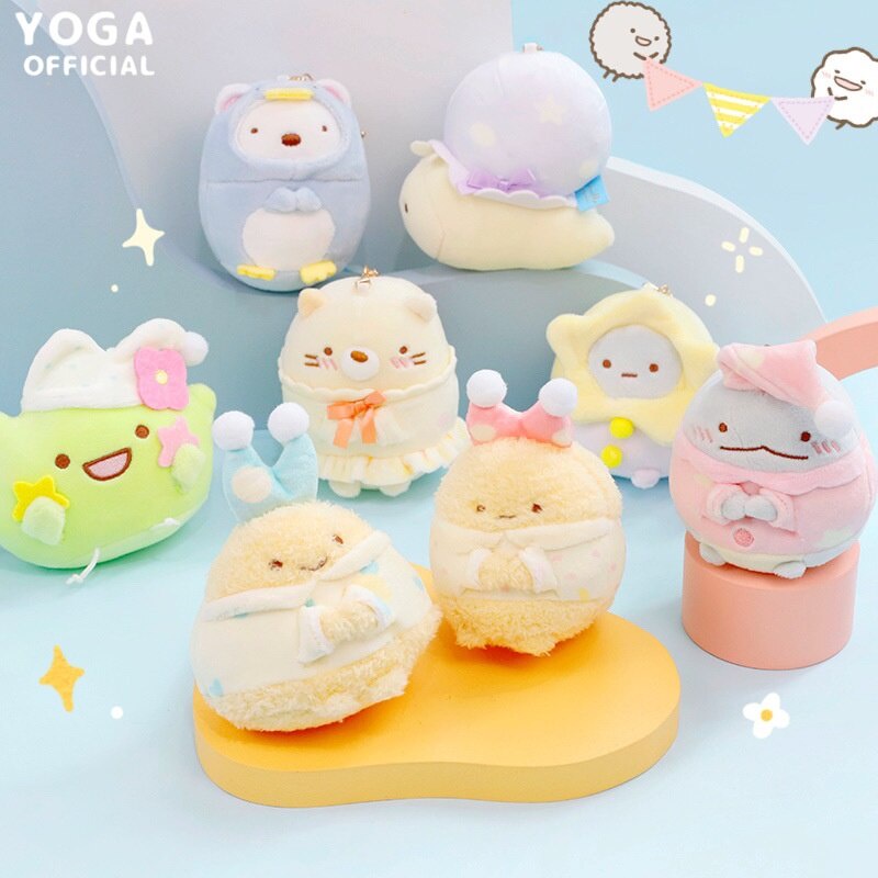 Búp bê sang trọng đối tác ở góc đồ chơi trẻ em dễ thương phim hoạt hình bộ đồ ngủ búp bê sang trọng mặt dây chuyền món quà mặt dây chuyền túi tôm chiên sinh học kiểu Nhật Bản