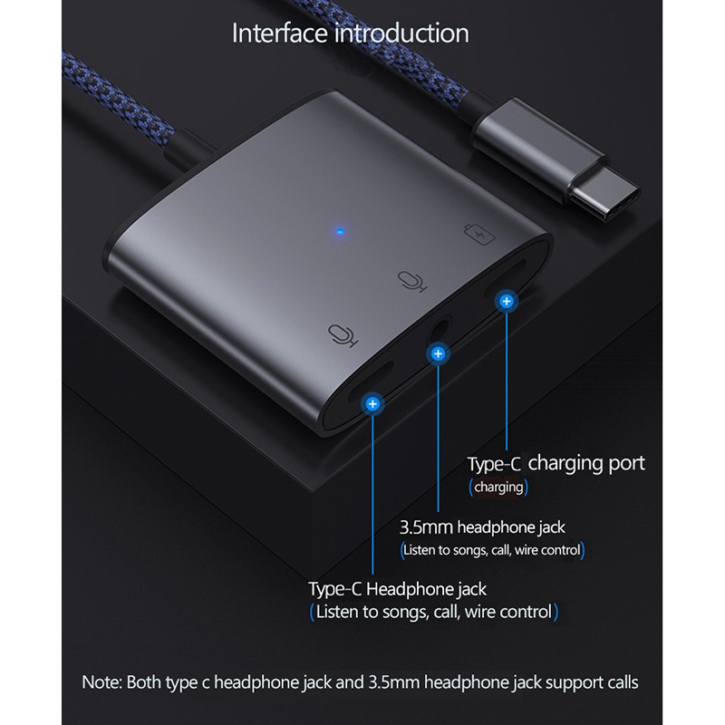 Cáp Sạc Nhanh 60w Chuyển Đổi Âm Thanh 3 Trong 1 Cổng USB C Sang Giắc Cắm 3.5mm Chuyên Dụng Cho Live Streaming Voice