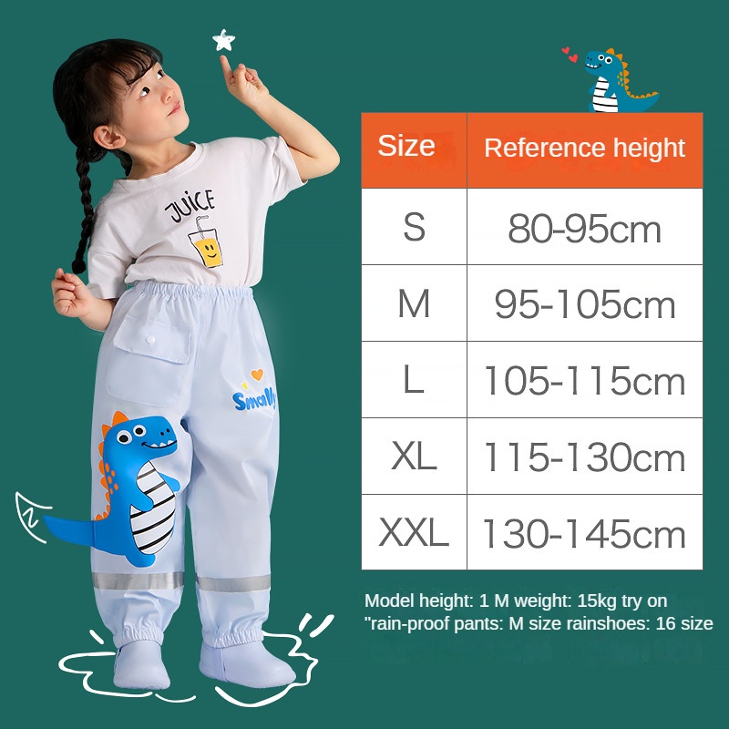 Quần Dài Đi Mưa Chống Thấm Nước Họa Tiết Khủng Long Dễ Thương Cho Bé