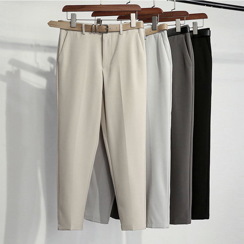 Quần Tây Vải Lụa Lạnh Mỏng Dáng Ôm Co Giãn Size 27-36 Thời Trang Mùa Hè Cho Nam