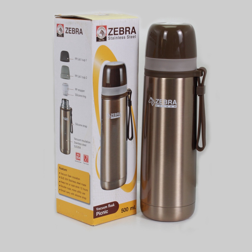 Bình Giữ Nhiệt Zebra 500ML 112651 Thái Lan chất liệu Inox 304 giữ nước, cà phê, trà hay thực phẩm nóng hoặc lạnh