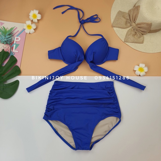 Đồ bơi bikini đi biển mùa hè lưng cao che bụng