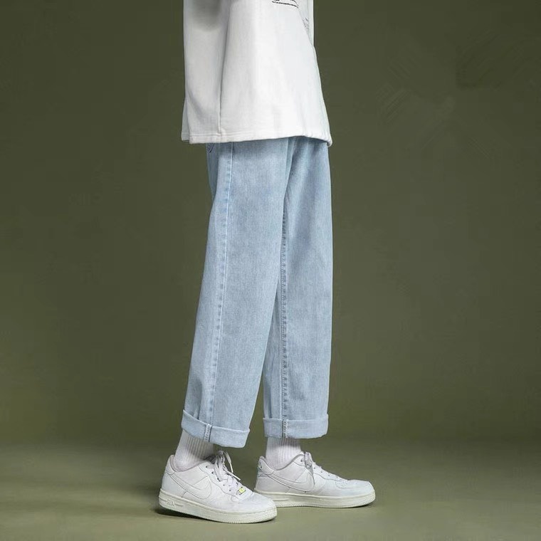 Quần Jean Baggy nam nữ Hiyou mà xanh sáng, Quần bò nam nữ Baggy xanh sáng, chất jean nhập khẩu Quảng Châu mềm mịn