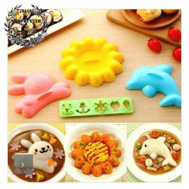 [HCM] -  Trọn bộ 04 dụng cụ ép cơm bento ngộ nghĩnh loại lớn cho bé ăn ngon miệng (hàng nhập khẩu Nhật Bản) - Q2