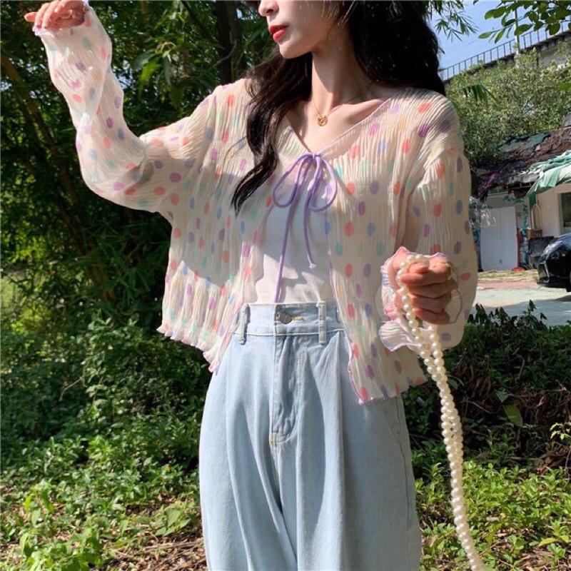 Áo khoác chấm bi cầu vồng Rainbow