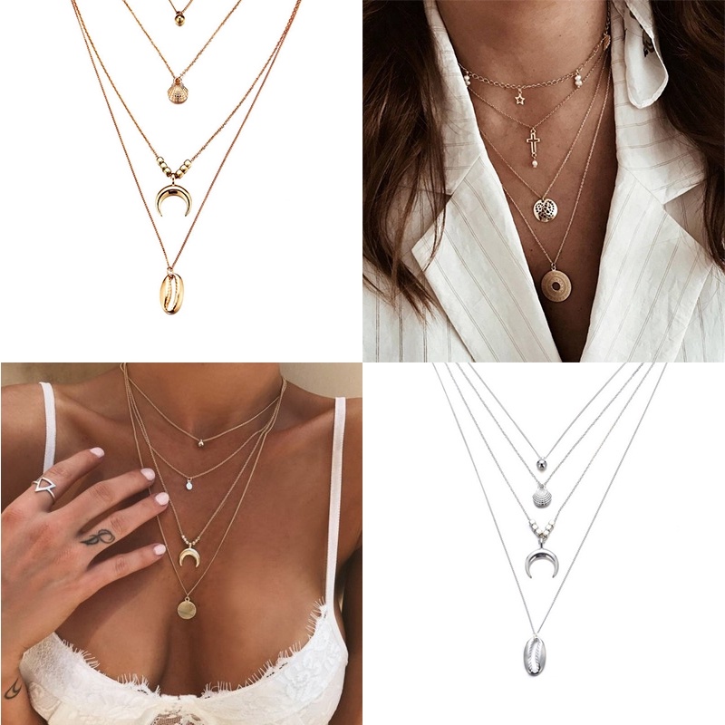 Vòng Cổ Nhiều Lớp Nhiều Mặt Phụ Kiện Thời Trang Phong Cách Bohemia