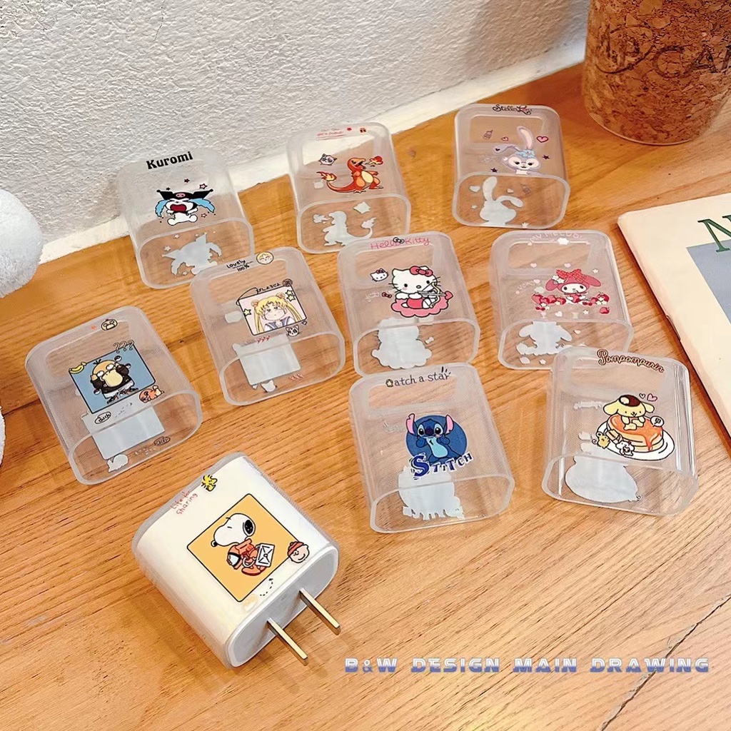 Vỏ Silicon Bảo Vệ Dây Cáp Sạc Nhanh 18W 20W 20W Hình Hoạt Hình Hello Kitty Snoopy Kulomi Melody