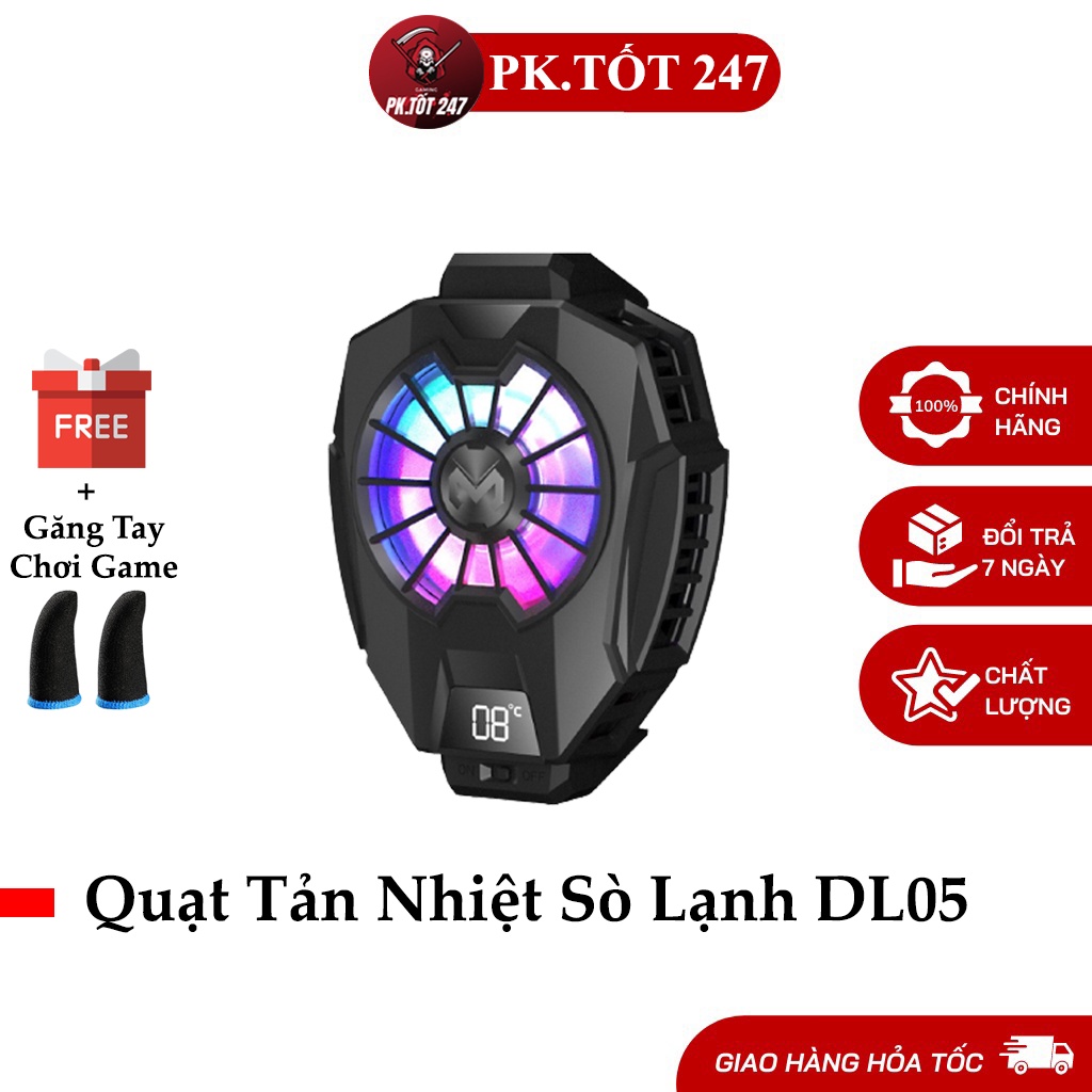 Quạt Tản Nhiệt Gaming Sò Lạnh DL05 Làm Mát Siêu Nhanh - Hỗ Trợ Chơi Game PUBG FF ROS - Hiển Thị Nhiệt Độ