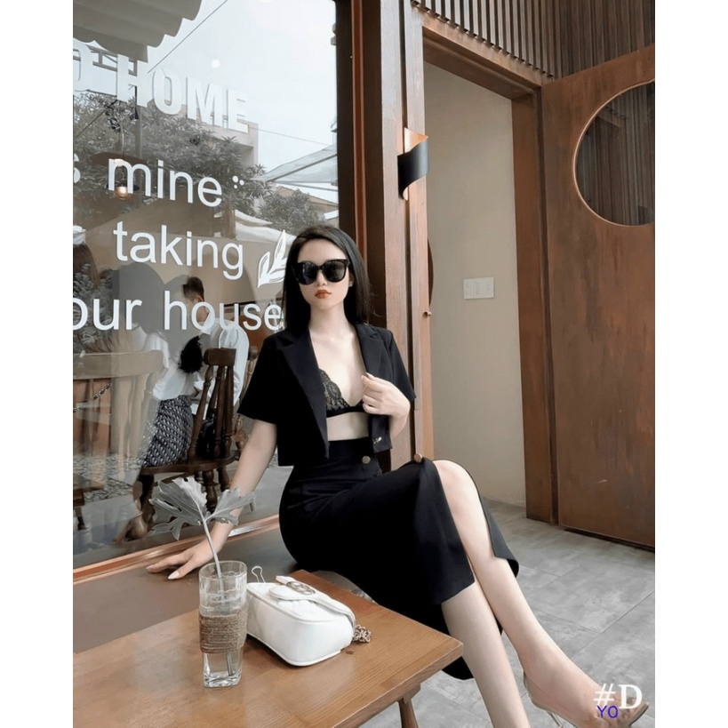 [ STYLE NỮ DOANH NHÂN ] SET COTTON LẠNH ( ÁO TOP &amp; VÁY TÀ XÉN ), MẶC SIÊU SANG TRỌNG/ THỜI TRANG/ QUÝ PHÁI, NHIỀU SIZE L