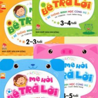 Sách Mẹ hỏi bé trả lời (Bộ 4 cuốn ) - Kim Đồng (Sách phát triển ngôn ngữ, rèn luyện trí nhớ, kỹ năng eq, iq, cq cho bé)