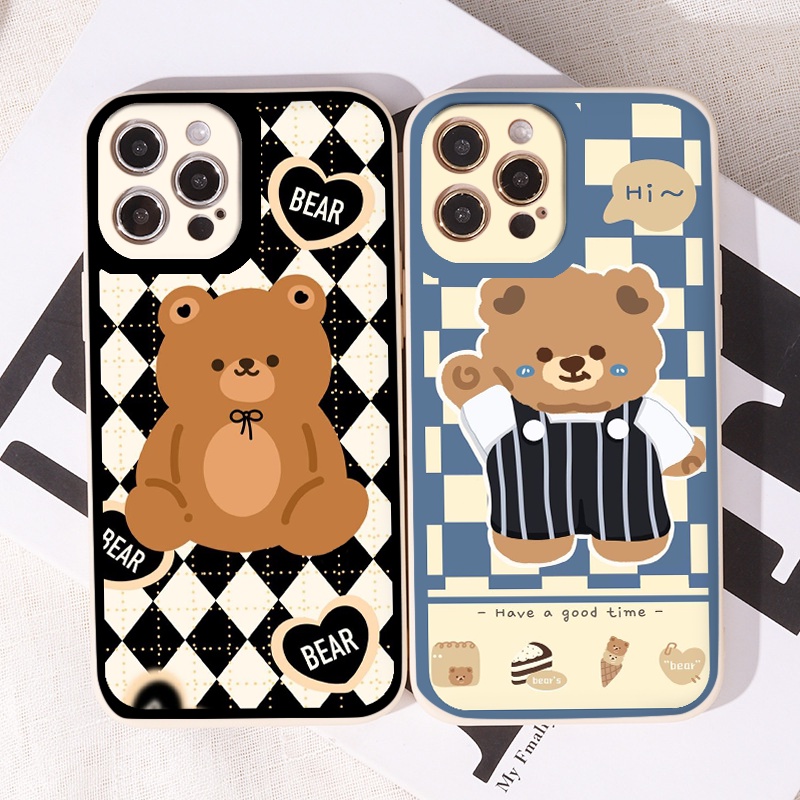 Ốp iPhone Gấu nâu say HI ốp lưng iphone 8plus 6s 7 plus x xr xsmax 11 promax 12 promax 11pro 13promax vuông