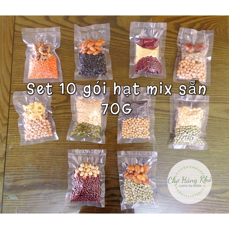 [TẶNG MUỐI HỒNG] Set 10 Gói 70g hạt dinh dưỡng mix sẵn/set hạt làm sữa tiện lợi đóng gói hút chân không