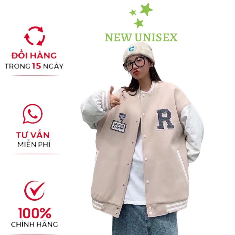 Áo Bomber Nam Nữ, Áo Khoác Bomber Unisex Áo 2 Lớp Vải Dạ Dày Phối Tay Kaki Cực Hot Trend