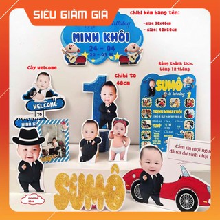 [Free ship] Combo sinh nhật: hình chibi, bảng tên, welcome sinh nhật, trang trí sinh nhật, thiết kế riêng cho mỗi bé