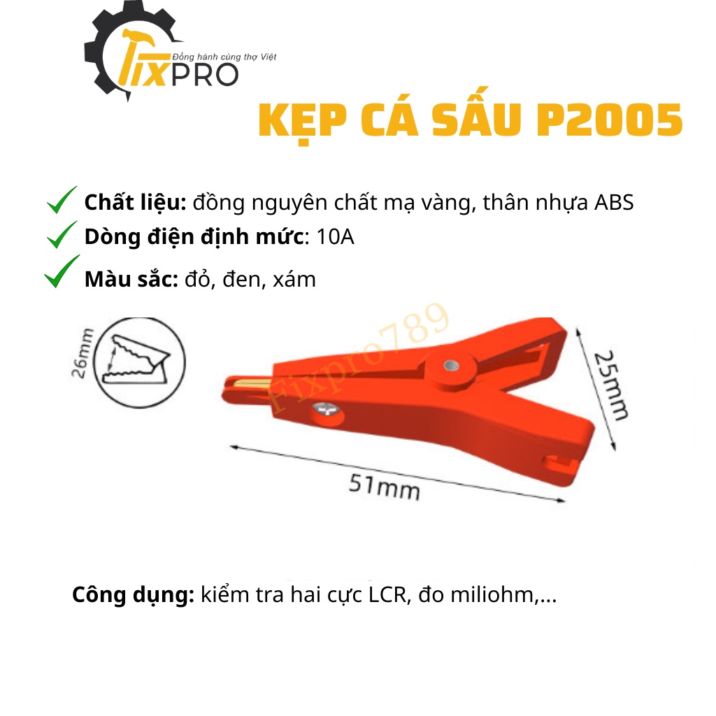 Đôi kẹp cá sấu cao cấp 26mm đồng nguyên chất mạ vàng