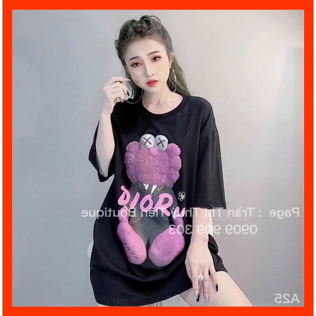 Áo thun cotton tay lỡ dáng rộng dấu quần in săc nét Hàng y hình 100%