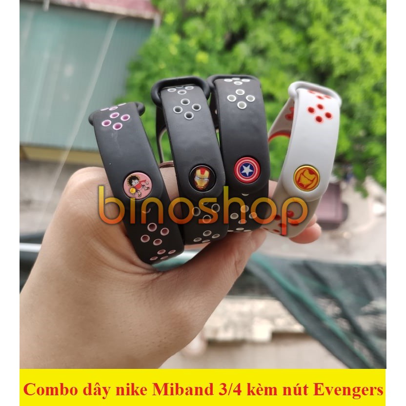 Combo dây đeo thể thao Xiaomi Miband 4 kèm nút Avengers - Mijobs