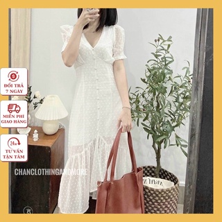 Đầm đuôi cá trắng ren bi sang chảnh