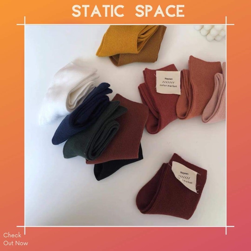 SET TẤT/ VỚ NỮ CAO CỔ TRƠN MÀU BASIC VINTAGE - STATIC SPACE