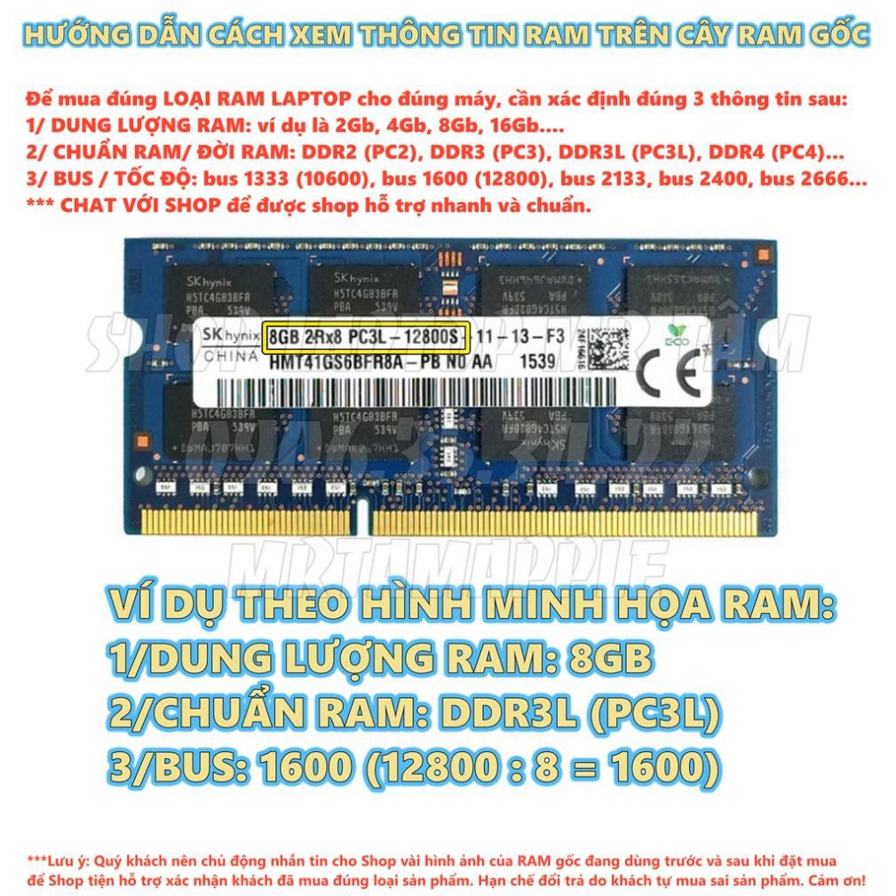 RAM LAPTOP DDR3 DDR3L 2GB, 4GB, 8GB BUS 1600 (PC3/PC3L 12800) zin tháo máy chính hãng