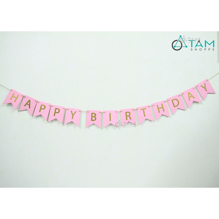 Dây chữ Happy Birthday vẽ tay trên gỗ số 33 TTTM