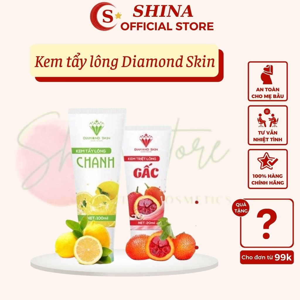 Kem Tẩy Lông Nách Vùng Kín Bikini Chân Tay Body Diamond Skin KTLDS03 Tặng Kem Gấc Dưỡng Ẩm Giúp Da Mịn Màn Trắng Sáng