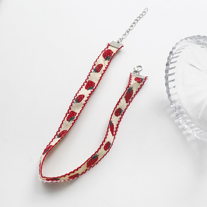 Vòng Cổ choker Họa Tiết Dâu Tây Đỏ Dễ Thương Thời Trang Xuân Hè Phong Cách Nhật Hàn Cho Nữ