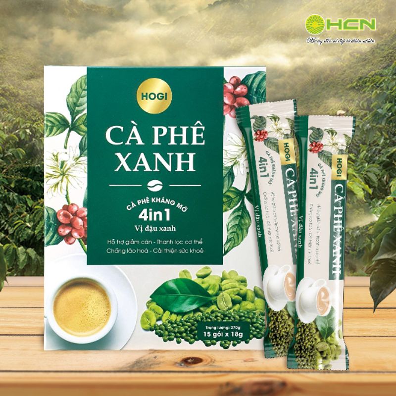 [Mã GROSALE giảm 10% đơn 150K] Cà phê xanh hogi 15 gói giảm cân kháng mỡ hiệu quả