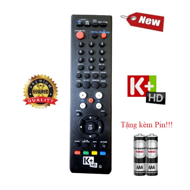 Điều khiển đầu thu K+ HD hàng tốt- Tặng kèm Pin!!!