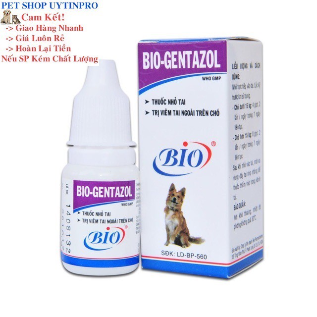 DUNG DỊCH NHỎ TAI BIO GENTAZOL CHO THÚ CƯNG Chai 10ml Xuất xứ Việt Nam