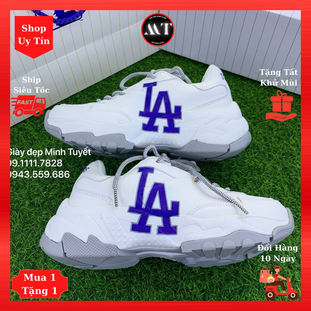 Giày M-L-B LA Trắng xanh sneaker tăng chiều cao nam nữ đẹp cao cấp giá rẻ, giày thể thao hot trend, Shop uy tín ở Hà Nội