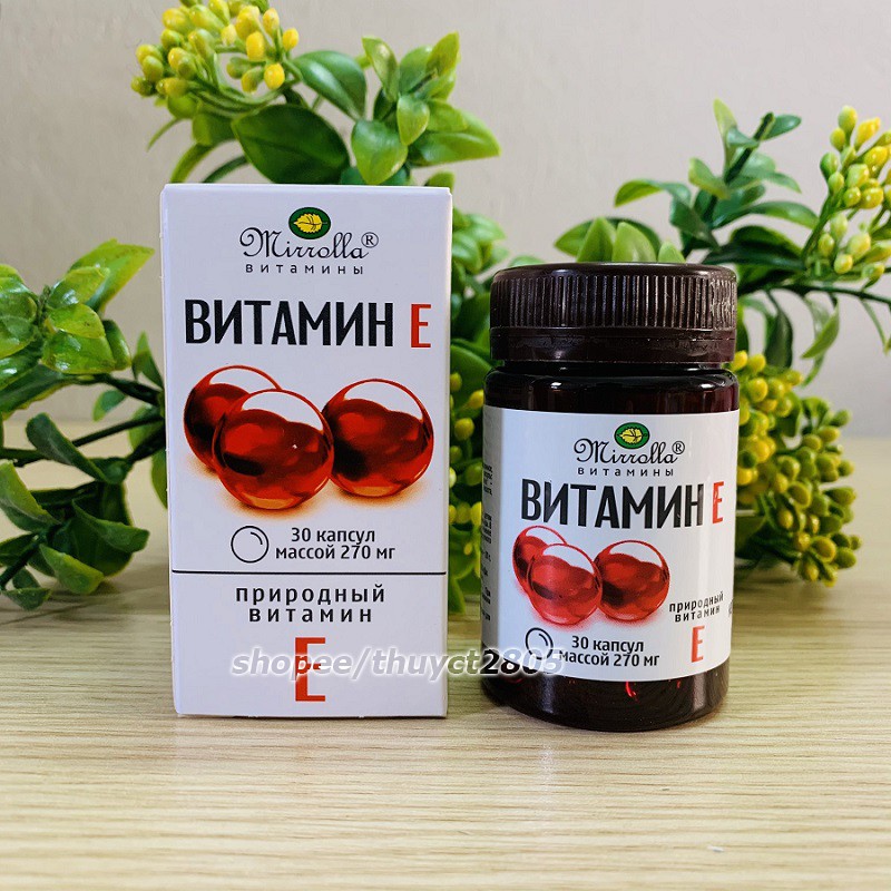 Vitamin E Đỏ Nga MIRROLLA Hàm Lượng 400mg Và 270mg Giúp Trống Lão Hóa, Làm Đẹp Da, Sáng Da, Giúp Da Căng Bóng