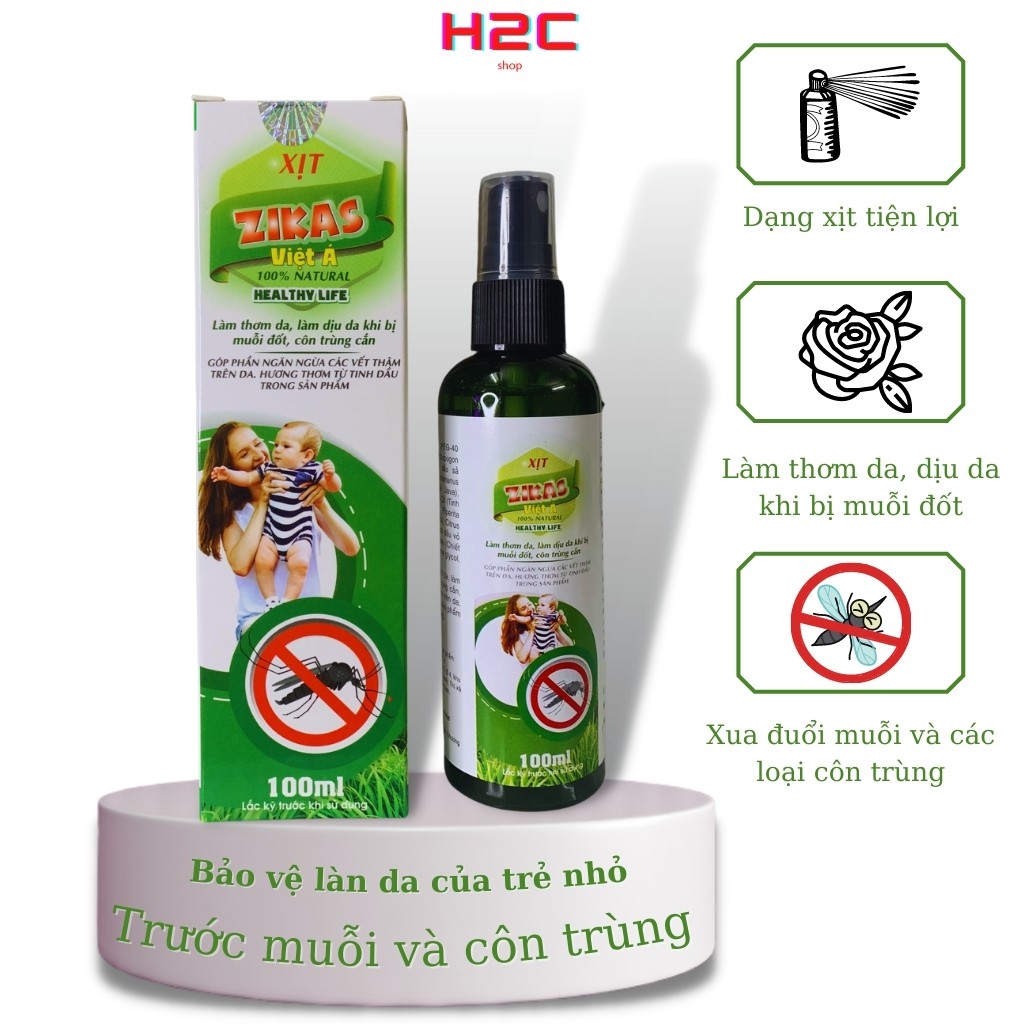 Xịt đuổi muỗi zikas 100% natural chai 100ml