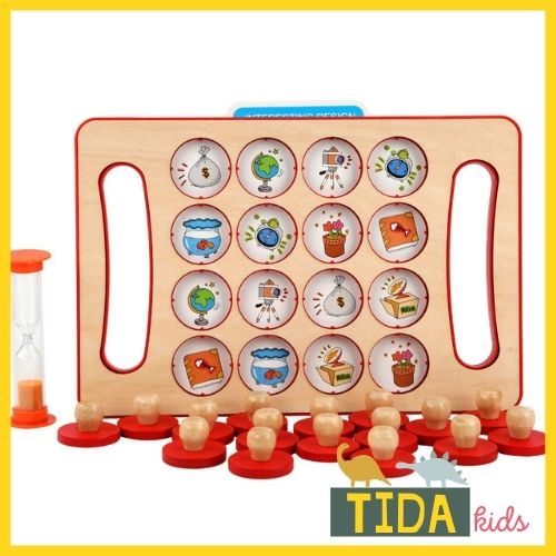 Memory Chess, Đồ Chơi Gỗ TIDA KIDS SHOP, Đồ Chơi Lật Hình Luyện Trí Nhớ Bằng Gỗ 12 Chủ Đề Cho Bé Giá Tốt