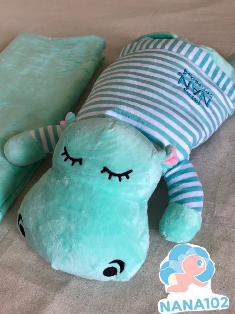 Bộ mền gối Hà Mã , voi, chim cánh cụt, khủng long, chuột Hamster 3 in 1