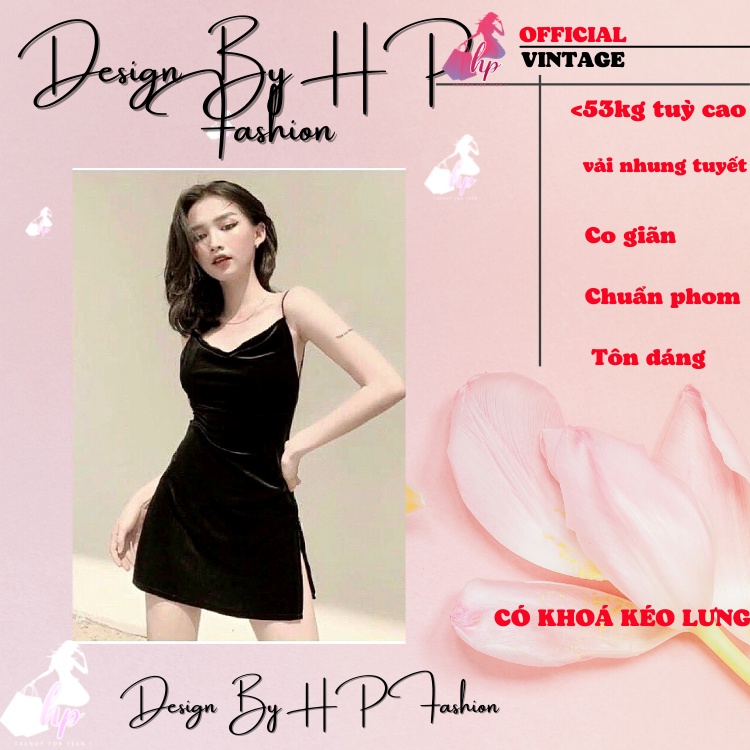 Váy đầm nữ 2 dây ôm body cực sang chảnh nhung mềm mịn hở lưng có mút ngực xẻ tà ngắn- VD06.