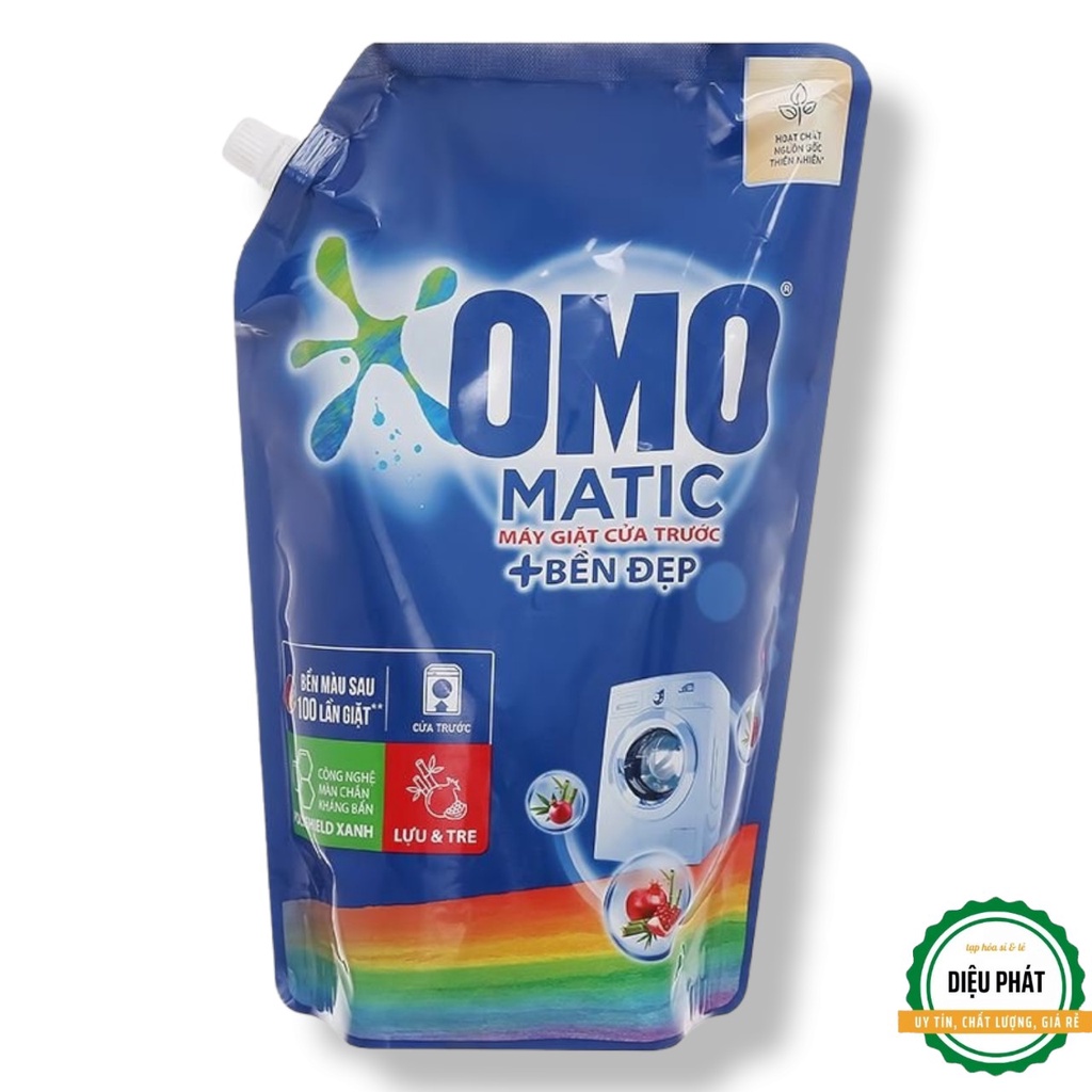 ⚡️ Nước Giặt OMO Cửa Trước Bền Màu Với Tinh Chất Lựu Tre Xoáy Bay Vết Bẩn Và Hương Thơm Bền Lâu Túi 1.9 Lít