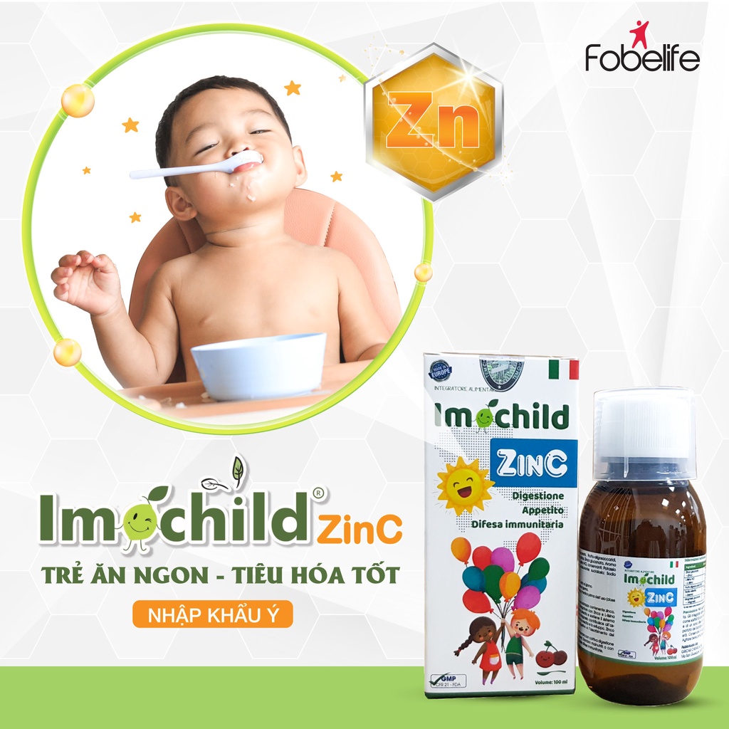 Siro Giúp Trẻ Ăn Ngon Miệng Tiêu Hóa Tốt Tăng Cường Sức Đề Kháng IMOCHILD ZINC  - Chai 100ml