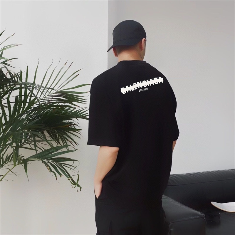 Balenc * Áo Thun Tay Ngắn In Logo Kẻ Sọc Trước Và Sau Thú Vị Sáng Tạo Và Thú Vị Cho Cặp Đôi