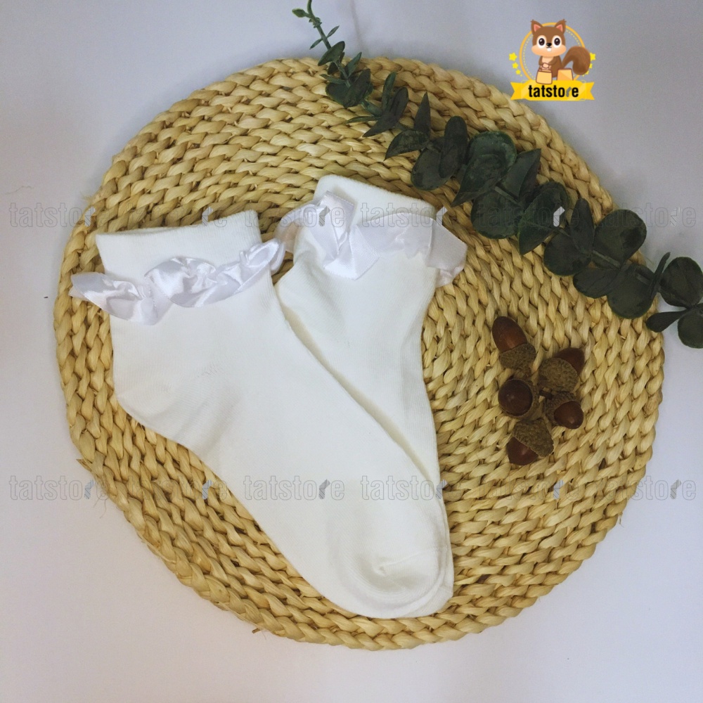 Tất trắng nữ cổ cao phong cách tiểu thư nhẹ nhàng quyến rũ cá tính trơn vintage cute TẤT STORE 7CCF4