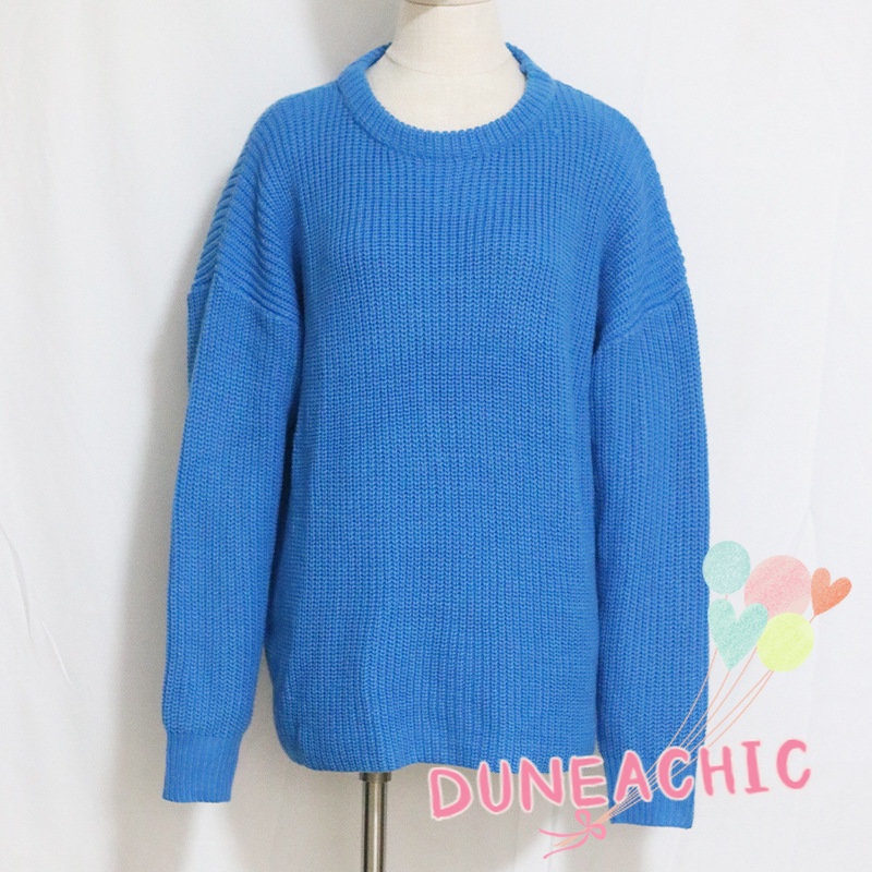 DUNEA Áo Sweater Tay Dài Cổ Tròn Plus Size Cho Nữ