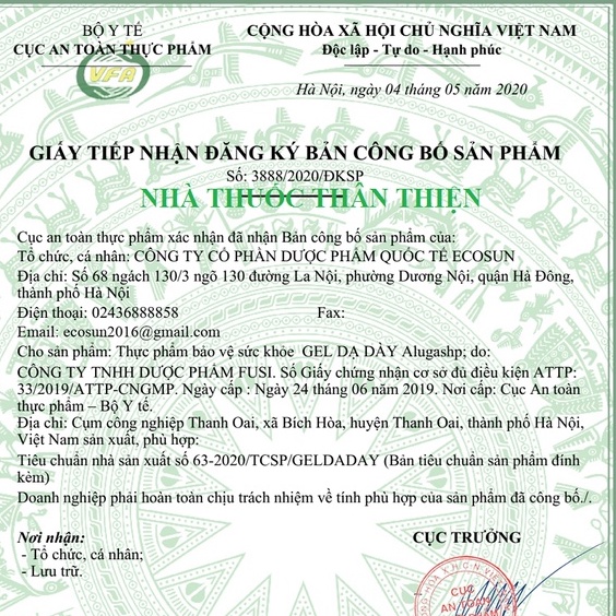 Gel dạ dày AlugasHP - Hỗ trợ giảm acid dịch vị, giúp bảo vệ niêm mạc dạ dày (20 gói)