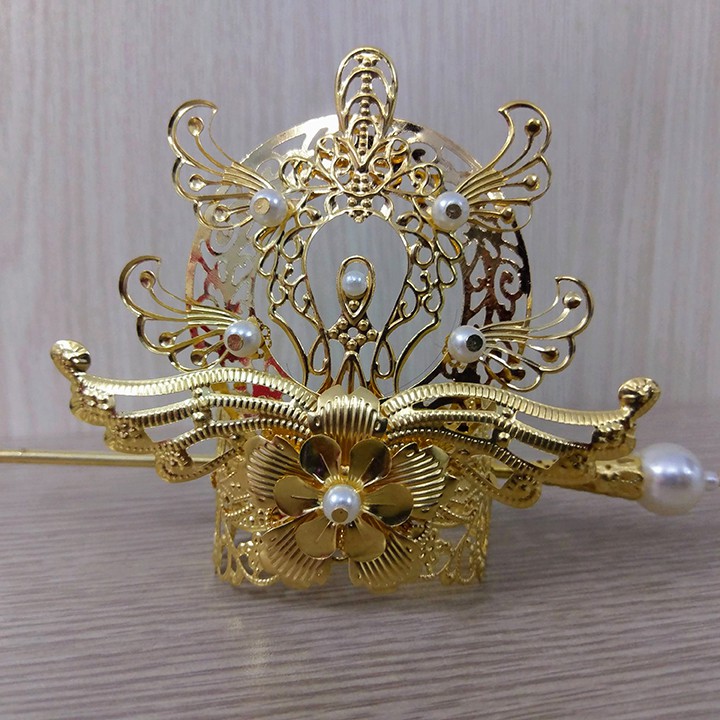 Kim quan họa tiết hoa kêt hợp cánh chim cách điệu cosplay nhân vật cổ trang