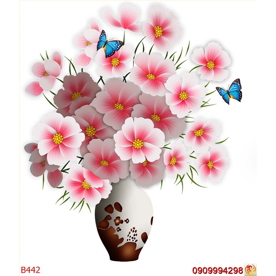 TRANH DÁN TƯỜNG 3D BÌNH HOA, LỌ HOA NHIỀU MẪU