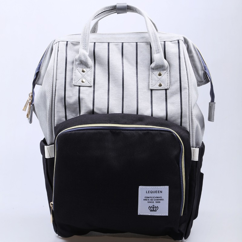 Ba lô sọc ngăn rộng đa năng cho mẹ và bé