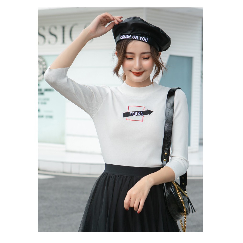 [SẴN] áo thun len tay lỡ cổ 3 phân
