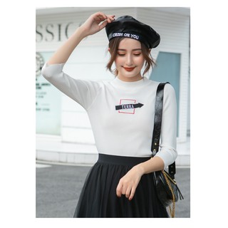 Áo thun len tay lỡ cổ 3 phân