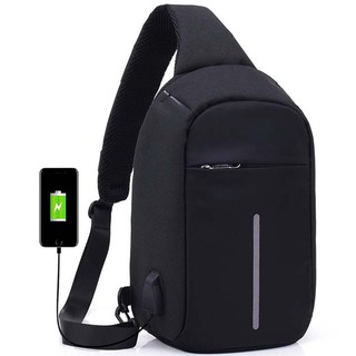 Túi đeo chéo nam Chenny thiết kế cổng sạc USB cao cấp