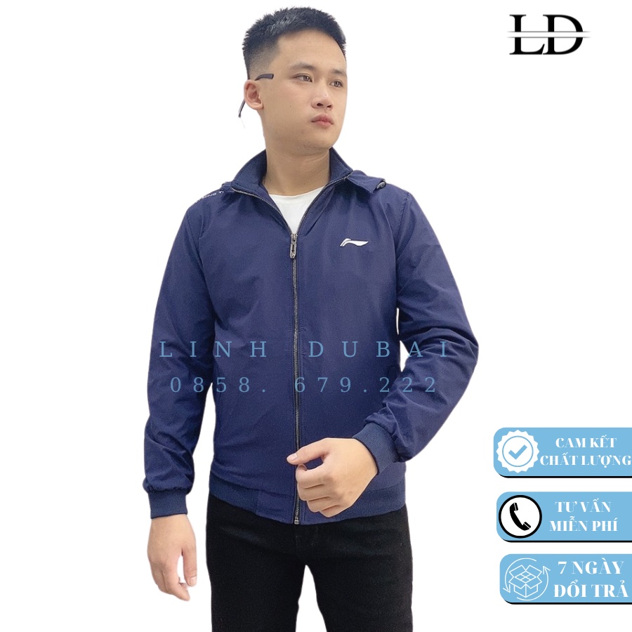 áo gió nỉ 2 lớp lining màu xanh than, áo khoác gió nam cản gió cực tốt cho mùa đông 2023